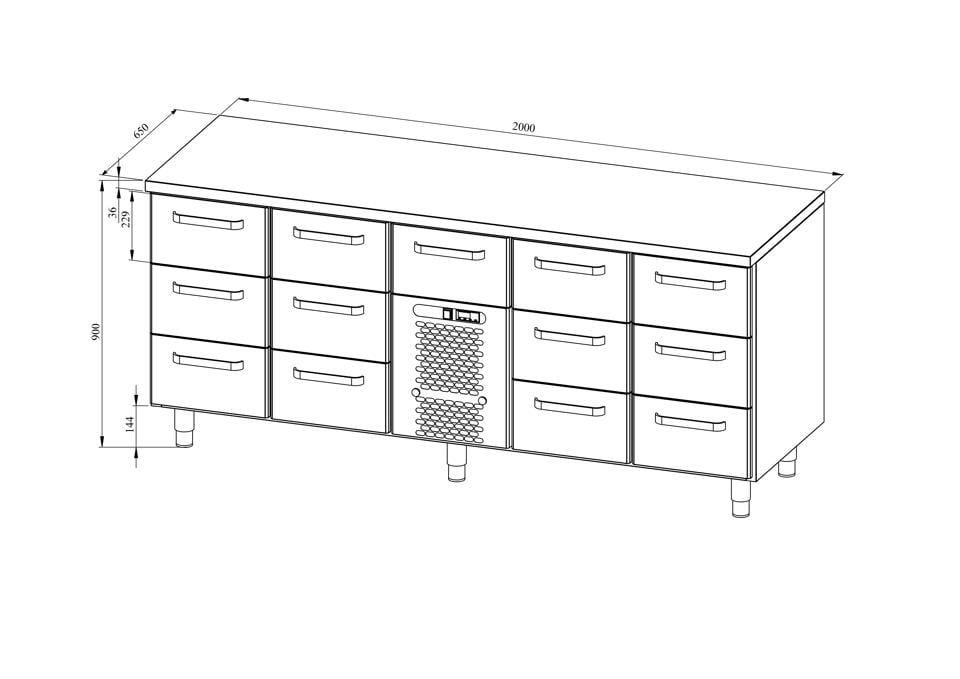 VLE-20013 Livsmedelskylbänk