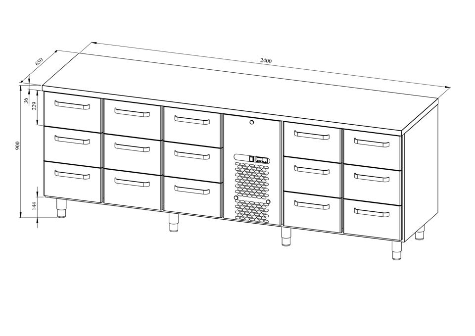 VLE-24015 Livsmedelskylbänk