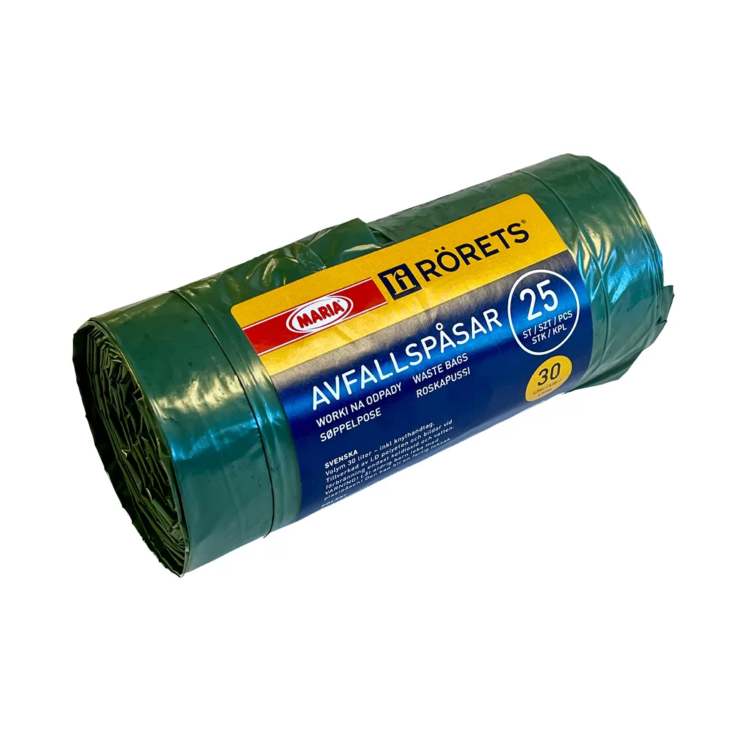 Avfallspåsar med knythandtag 30l mörkgrön