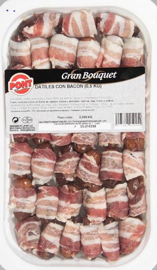 Dadlar Lindade med Lufttorkat Bacon