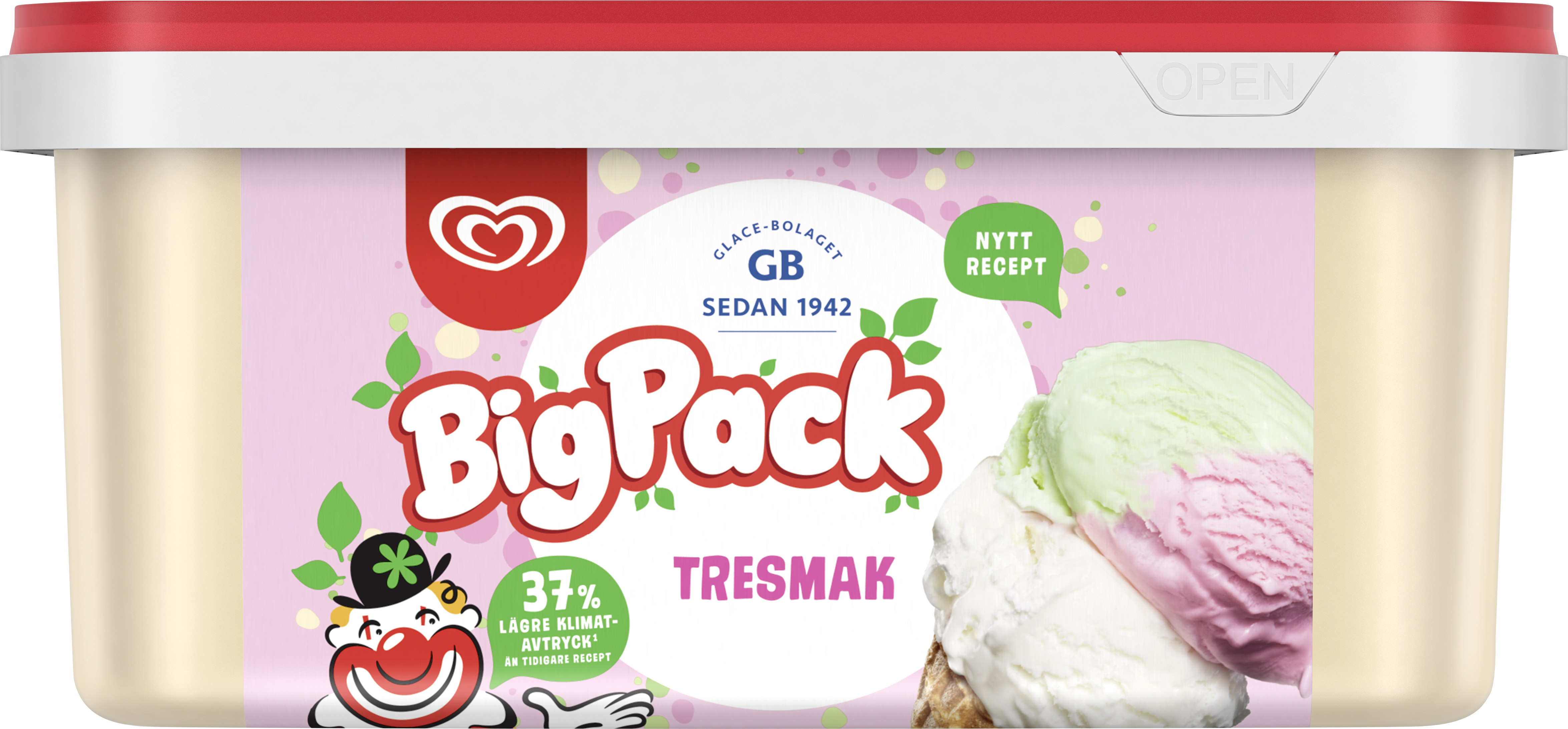 Glass Big Pack tre smak
vanilaj, päron och jordgubb