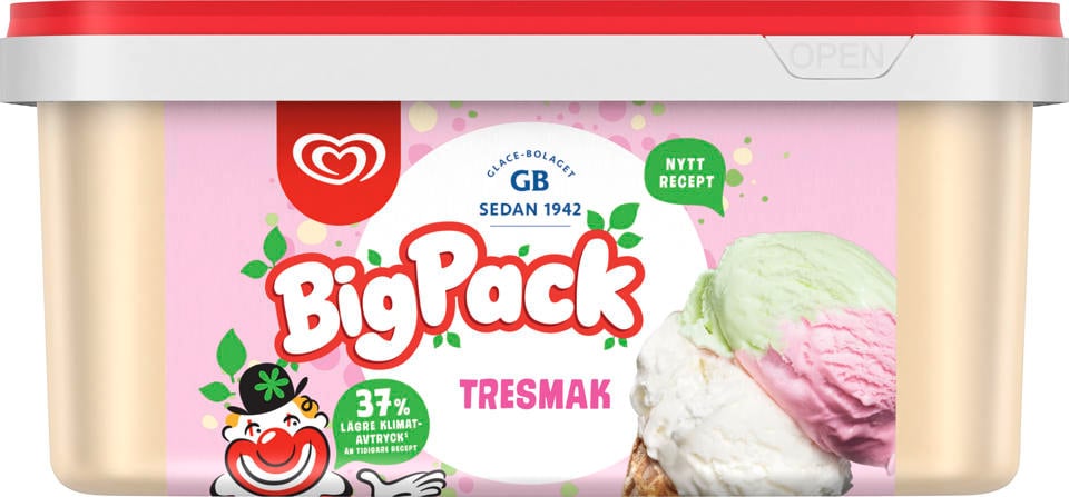 Glass Big Pack tre smak
vanilaj, päron och jordgubb