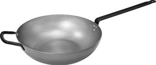 Wokpanna med Flat Botten Kolstål Ø34cm 6,7L