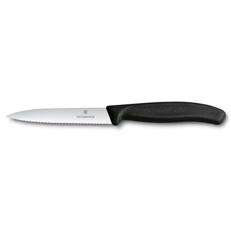 Skalkniv Tandad Plast Svart 10cm