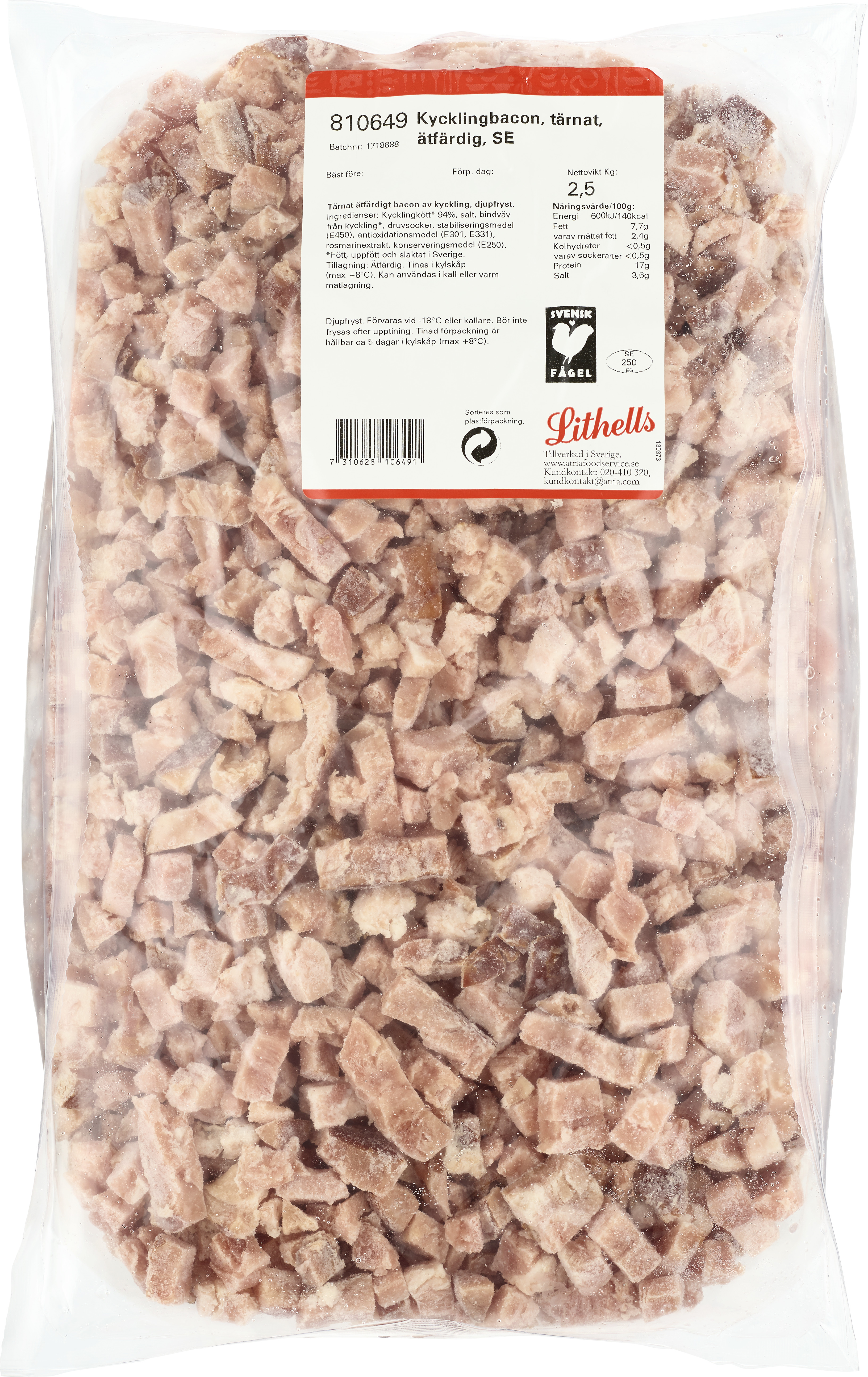 Kycklingbacon, tärnat