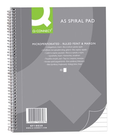 Kollegieblock Sprialbundna A5 Linjerat Hålat