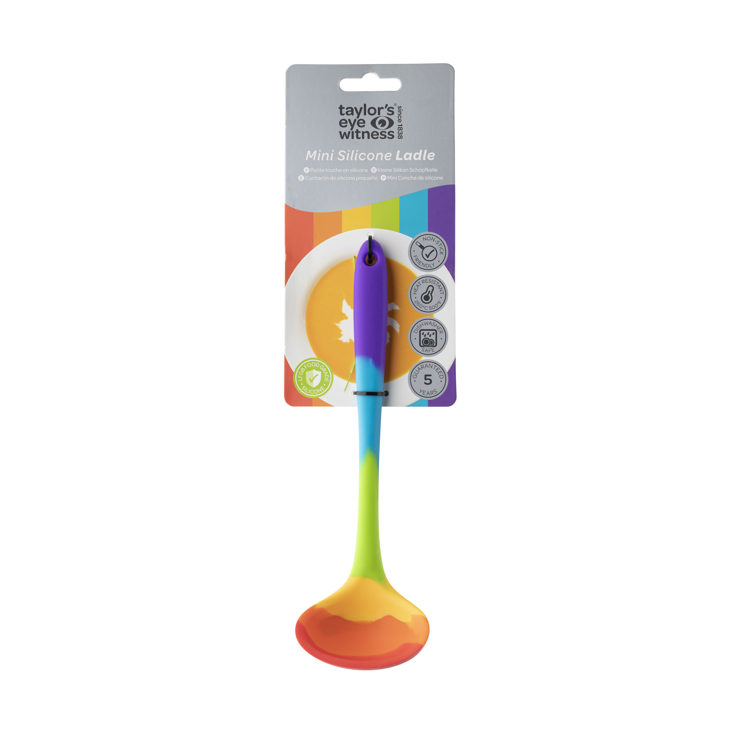 Soppslev Silikon Regnbågsfärgad 21cm 3cl