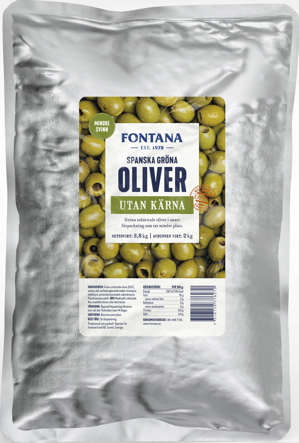 Oliver gröna urkärnade