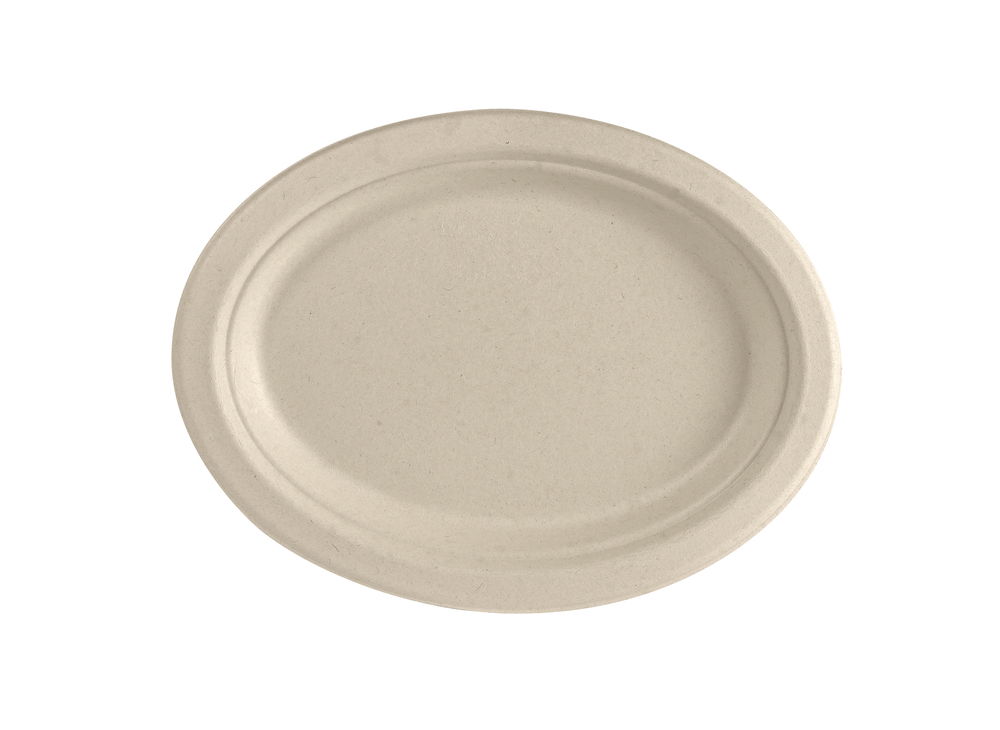 Tallrik Oval Bagasse Natur 26cm