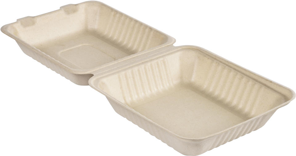 Box Bagasse 1-fack Rektangulär 1000ml Brun