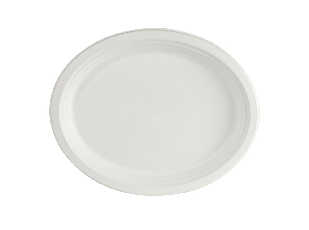 Tallrik Oval Bagasse Vit 32cm Vit