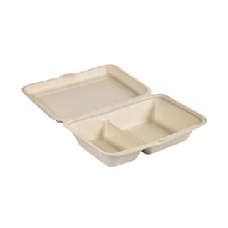Box Bagasse Rektangulär Brun Clamshell 2-fack
470/300ml