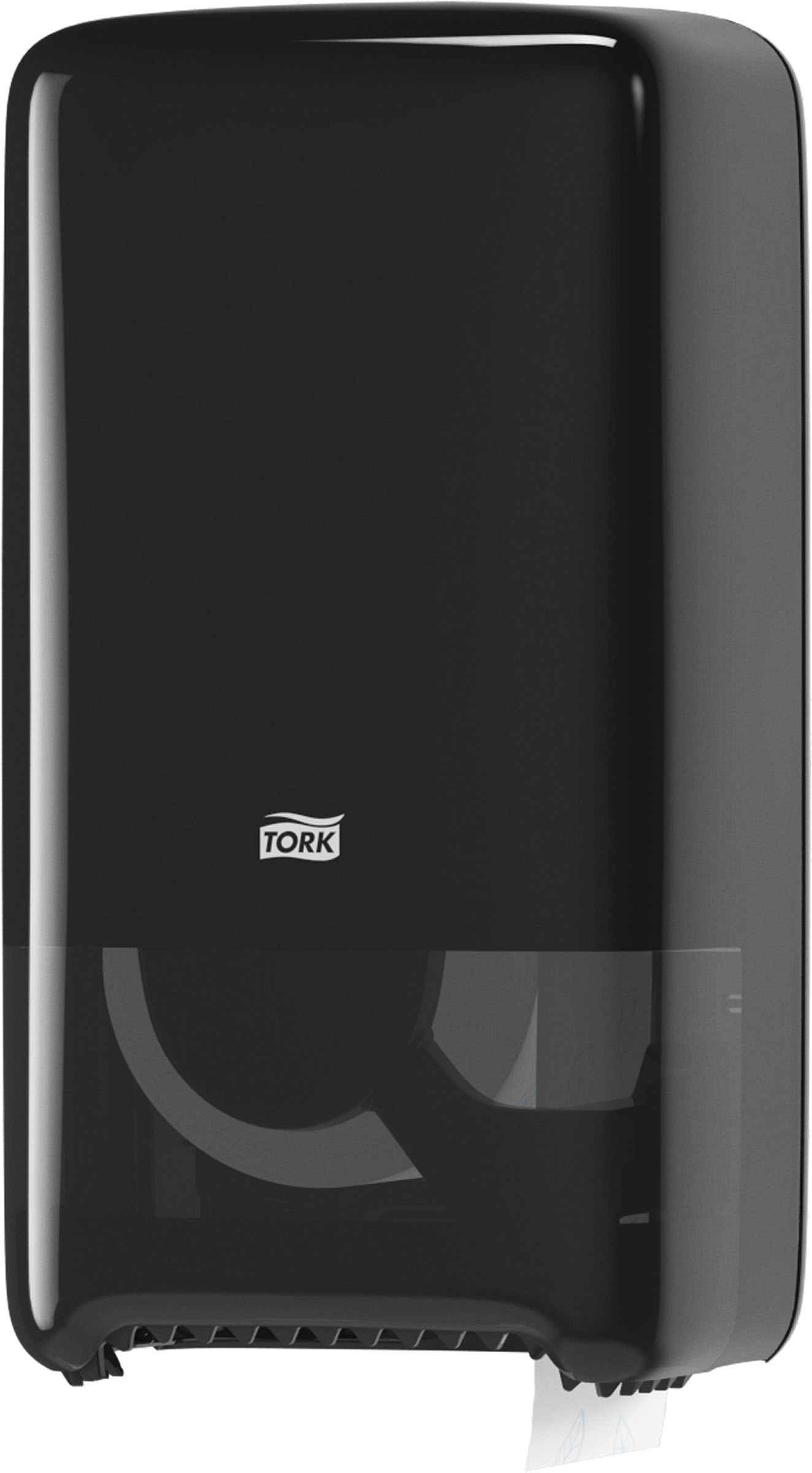 Dispenser Tork T6 18,4x14x34,4cm Svart Mid-size 
Twin Toalettpapper