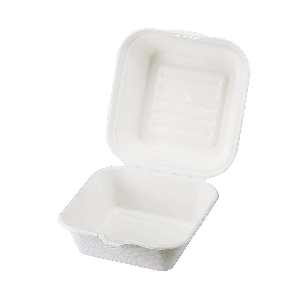 Hamburgerbox med vidhängande lock Bagasse
PFAS fri 152x150x42/82mm Vit