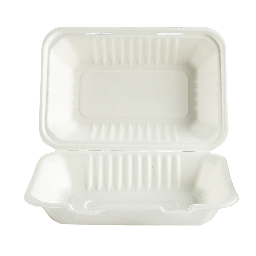 Box Bagasse med vidhängande lock Vit
230x157x45/80mm