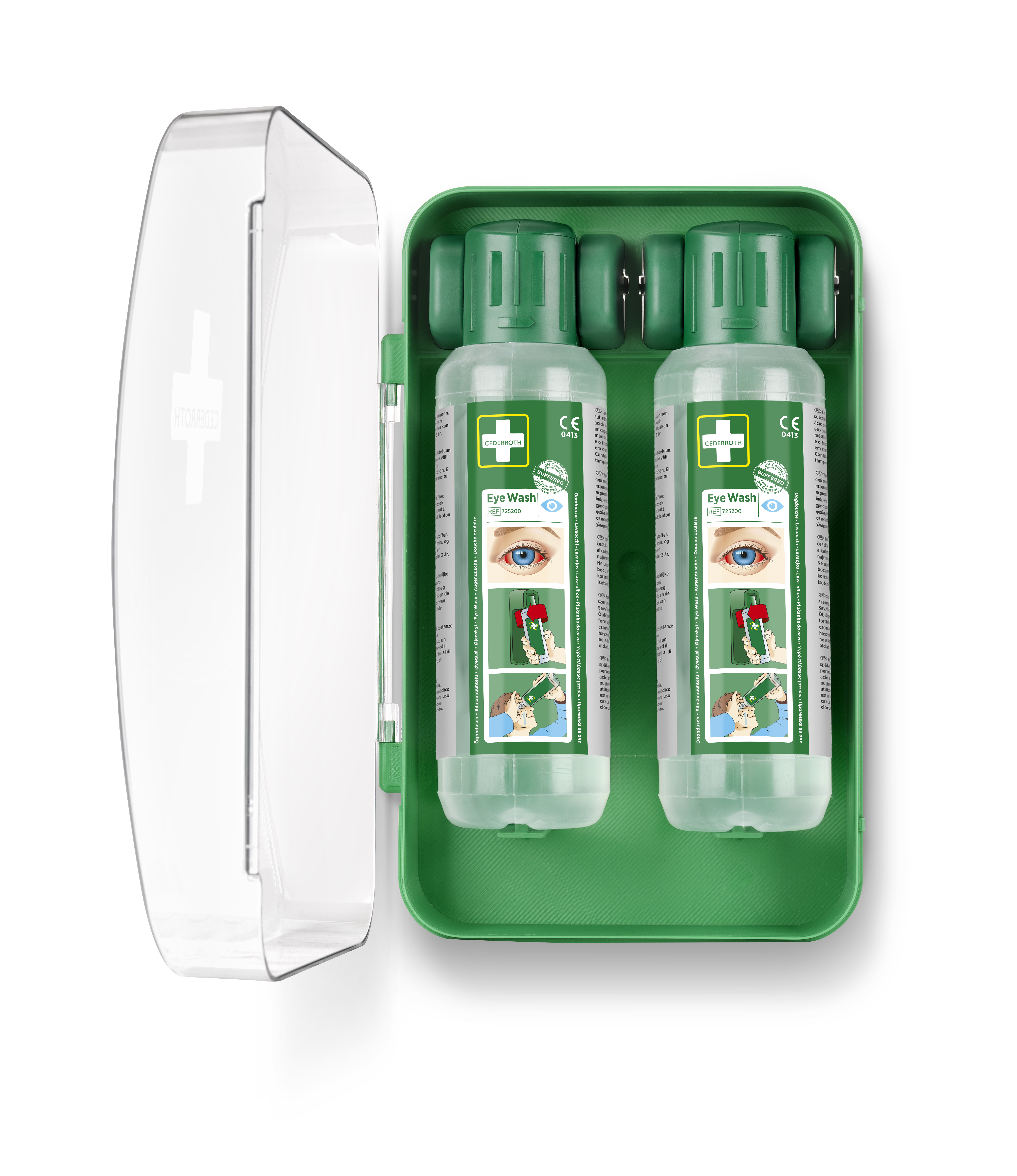 Ögonduschskåp Kit med 2 flaskor Ögondusch
