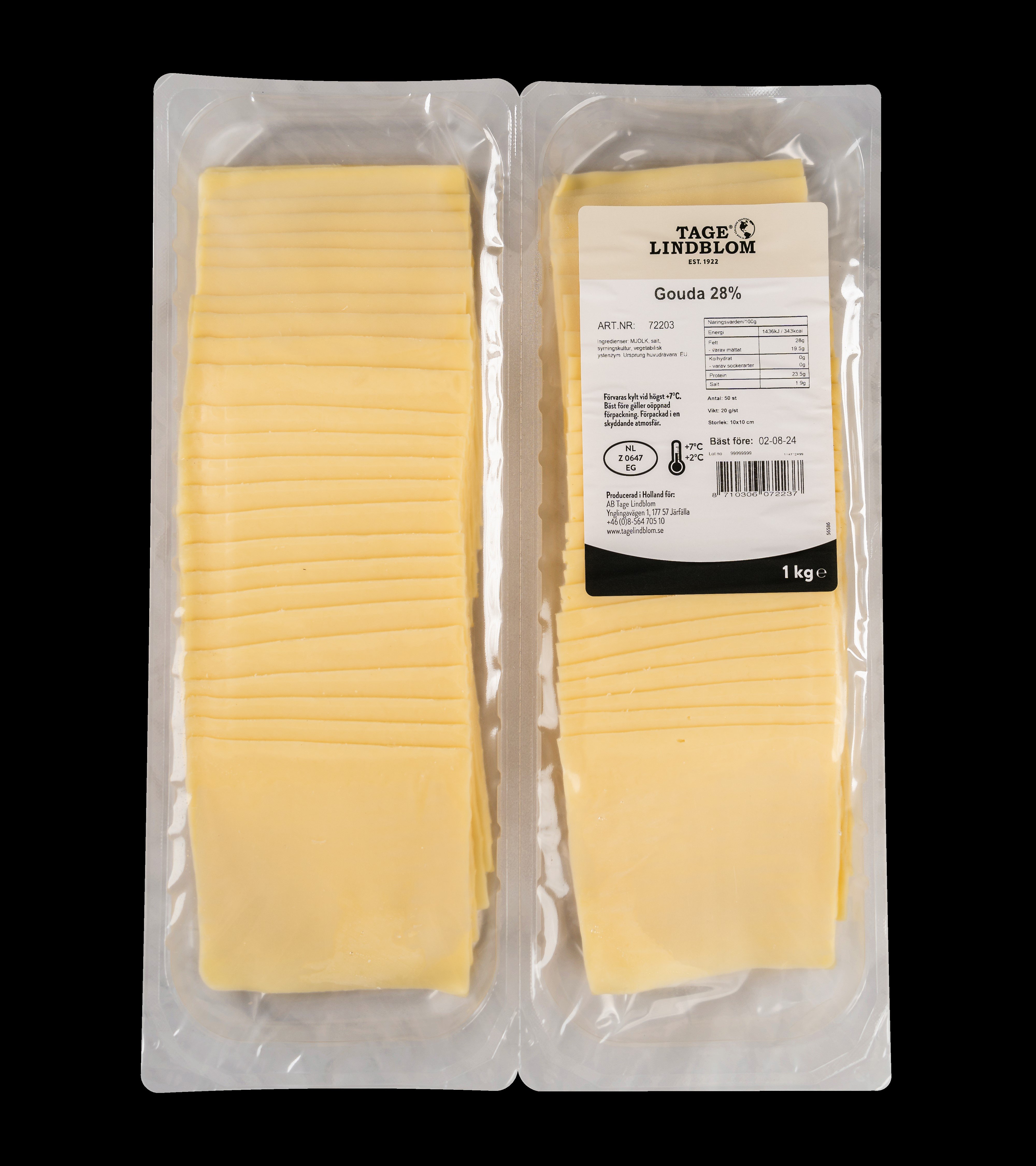 Gouda 28% 20g Skivad