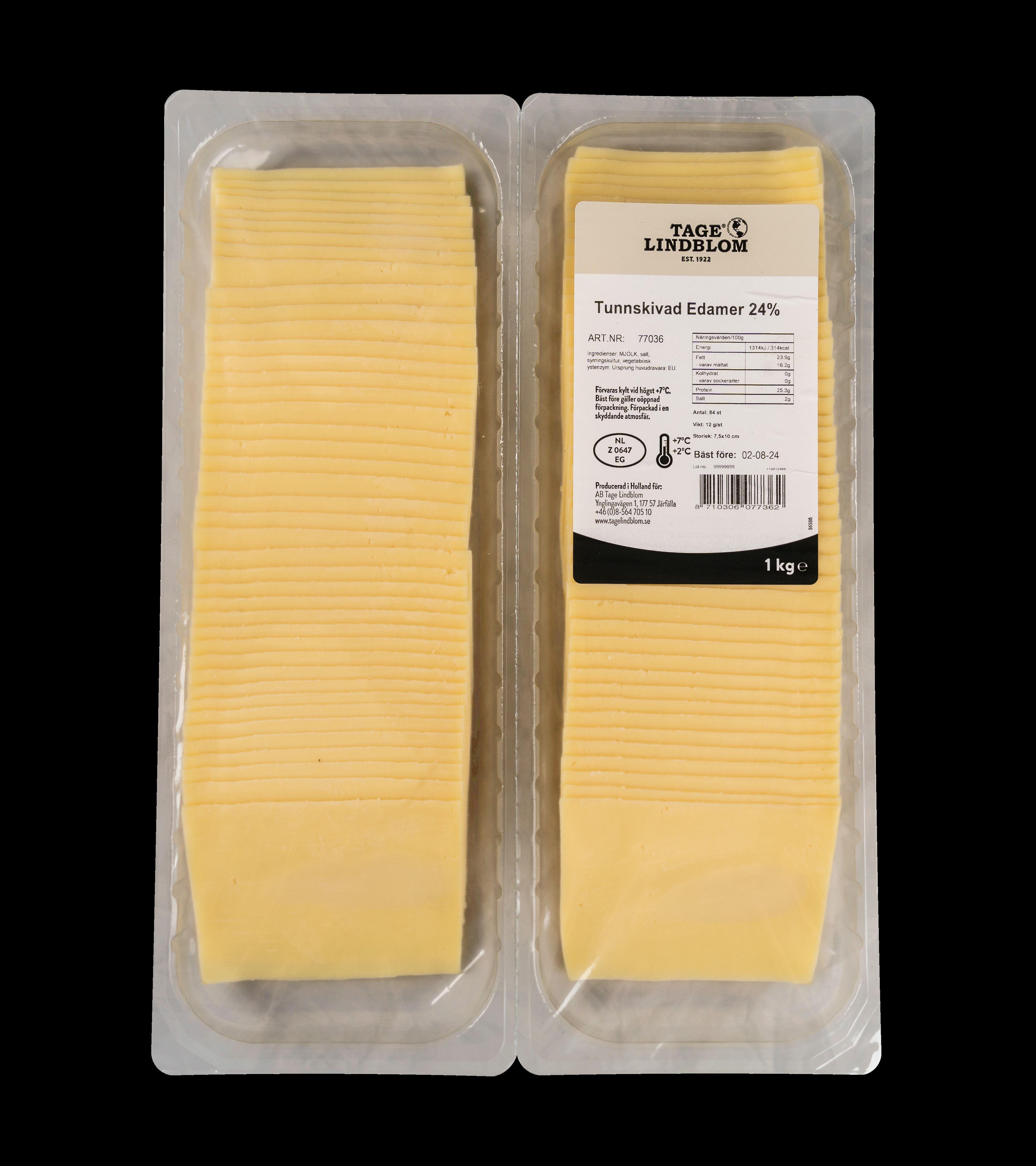 Edamer 24% 12g Skivad