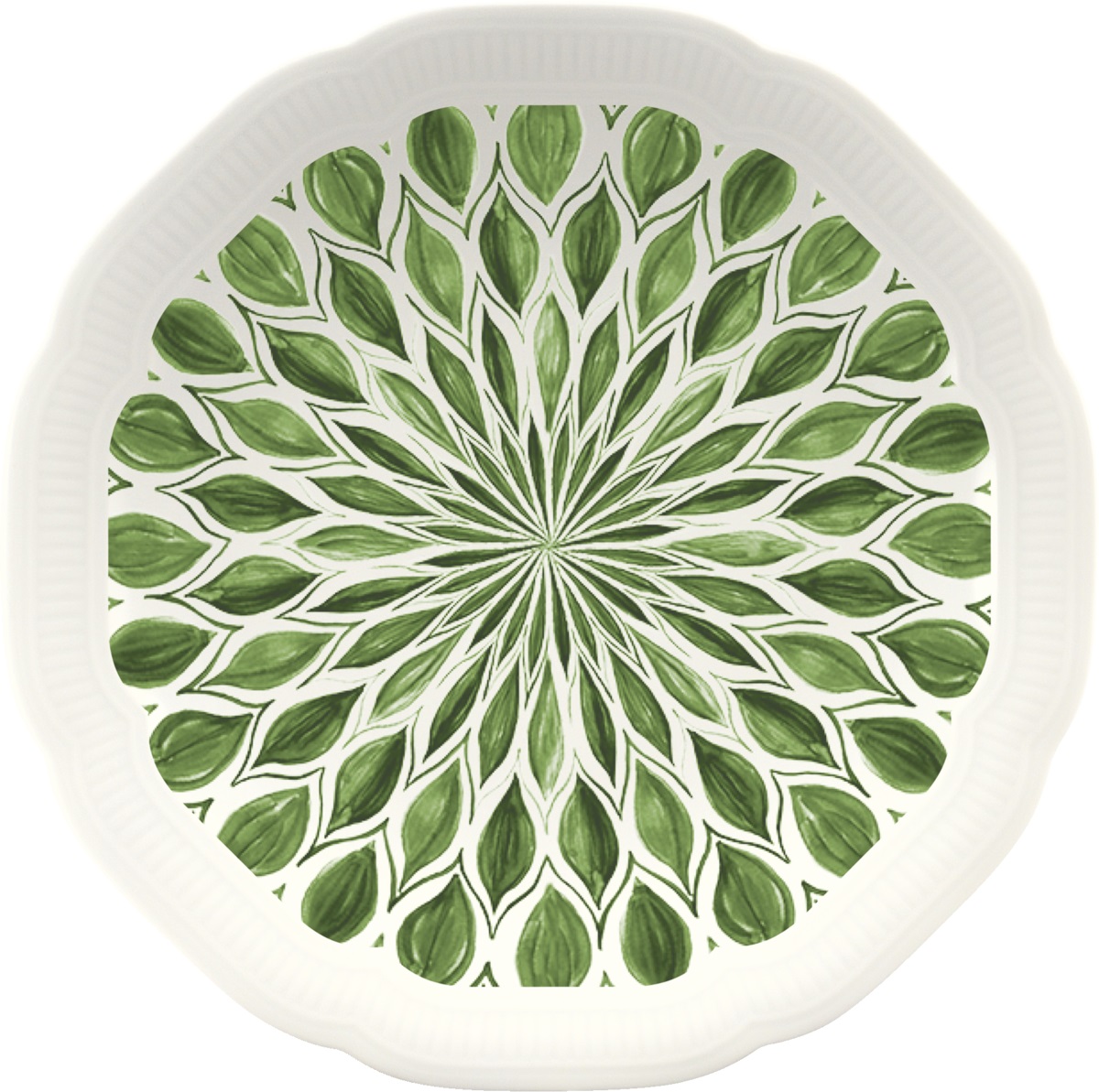 Create Tallrik Flat Floral Charm Grön Ø16cm
