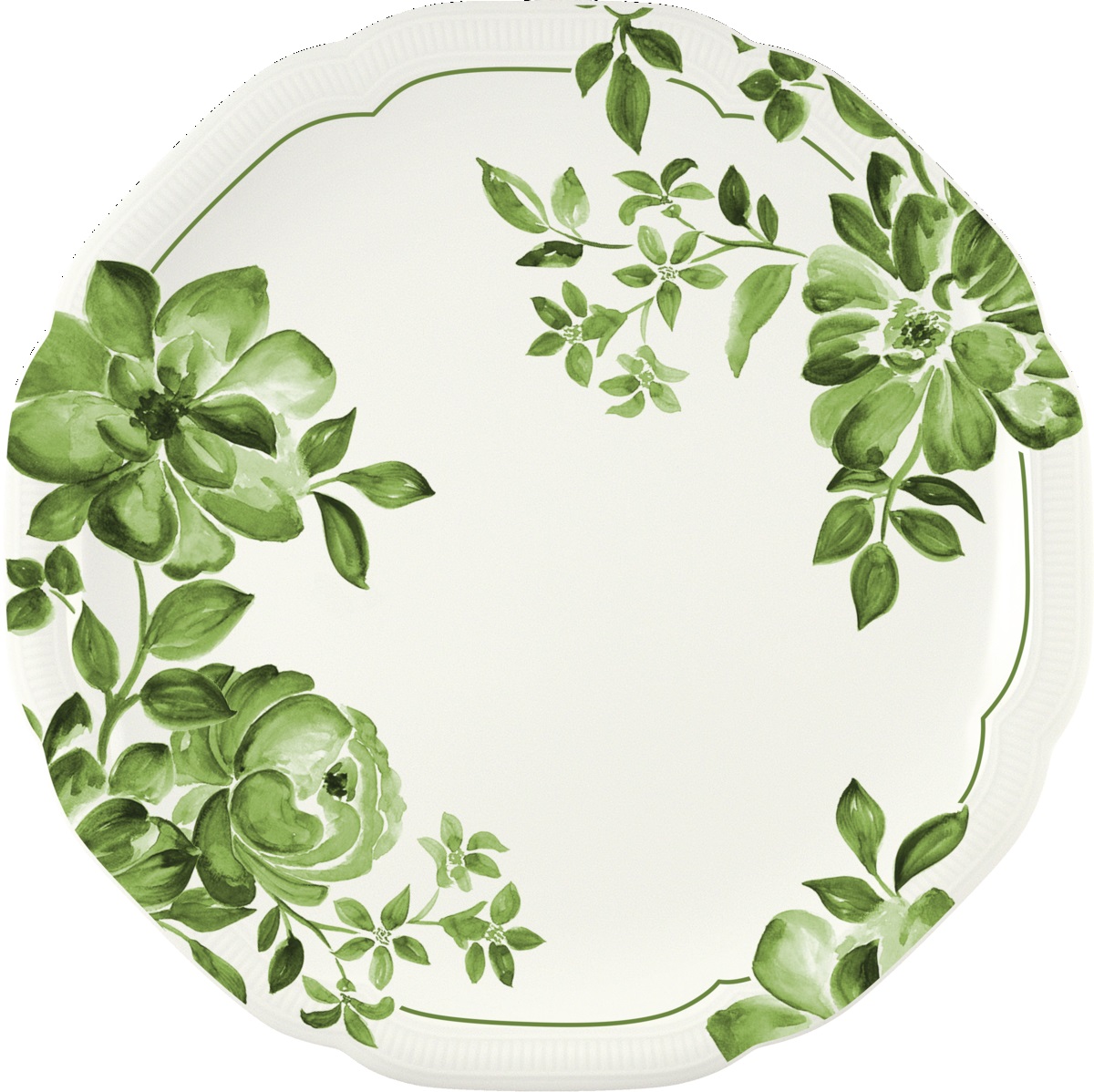 Create Tallrik Flat Floral Charm Grön Ø26cm