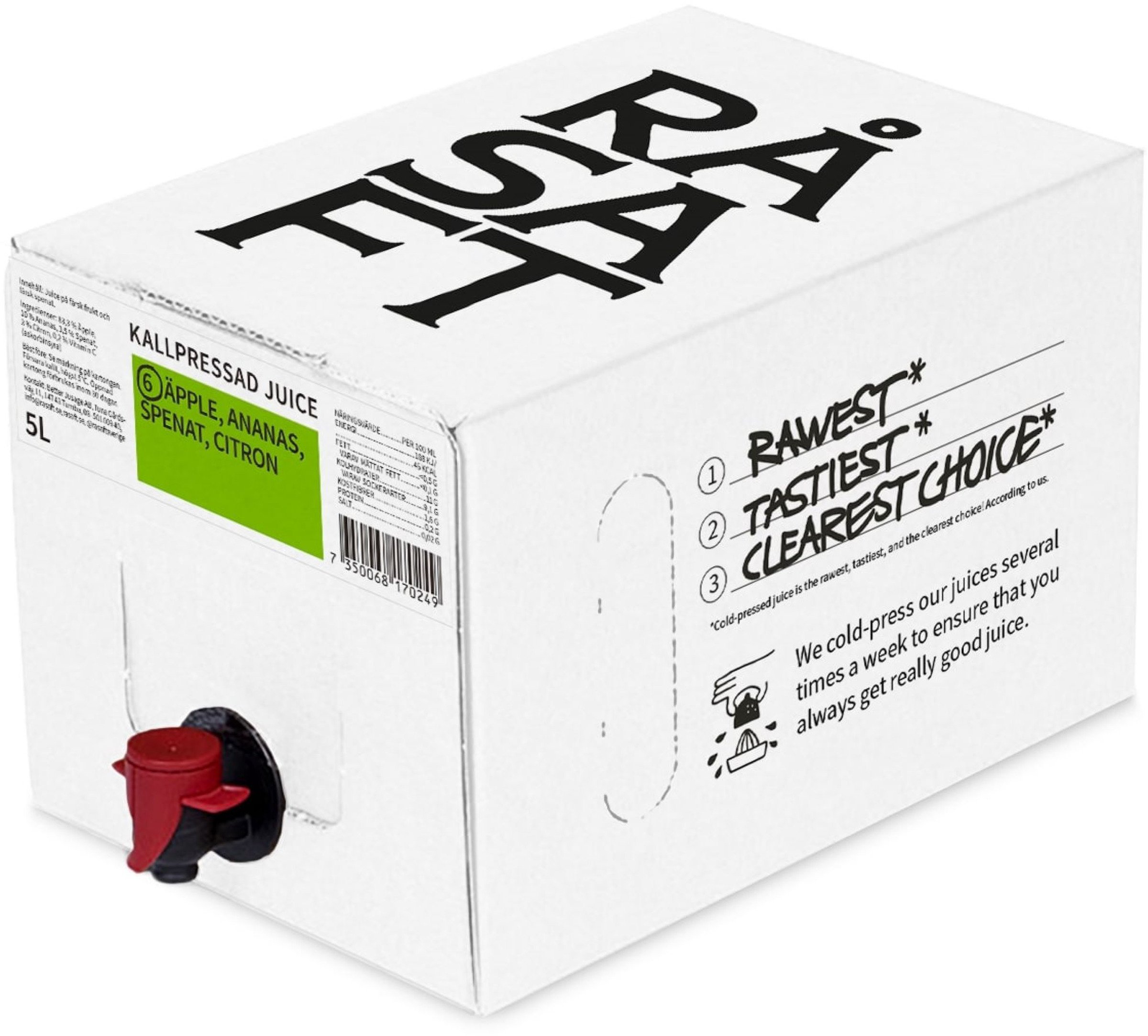 Råsaft Spenat Äpple Ananas Citron Bag in Box