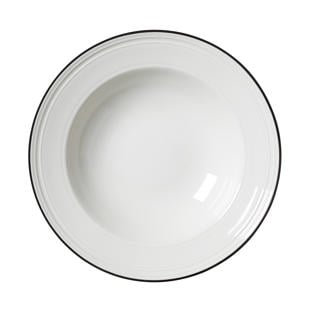 Bead Tallrik Djup Vit med Svart Rand Ø24cm
