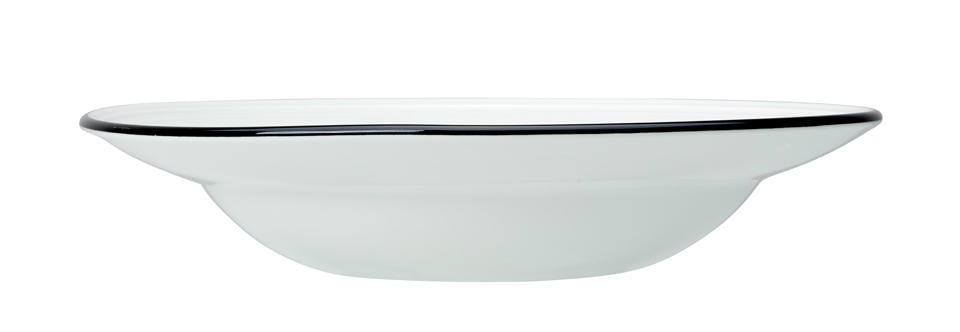 Bead Tallrik Djup Vit med Svart Rand Ø24cm