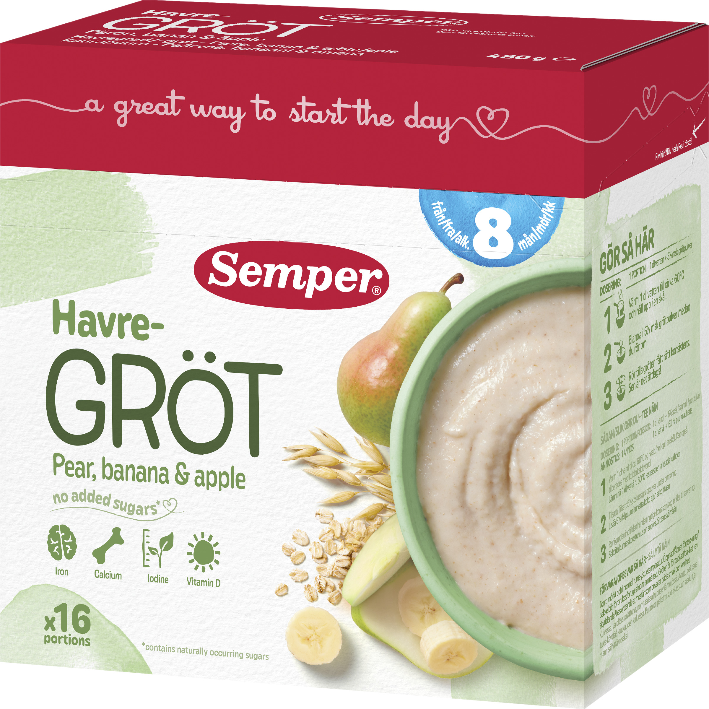 Havregröt Päron & Banan 8 Mån