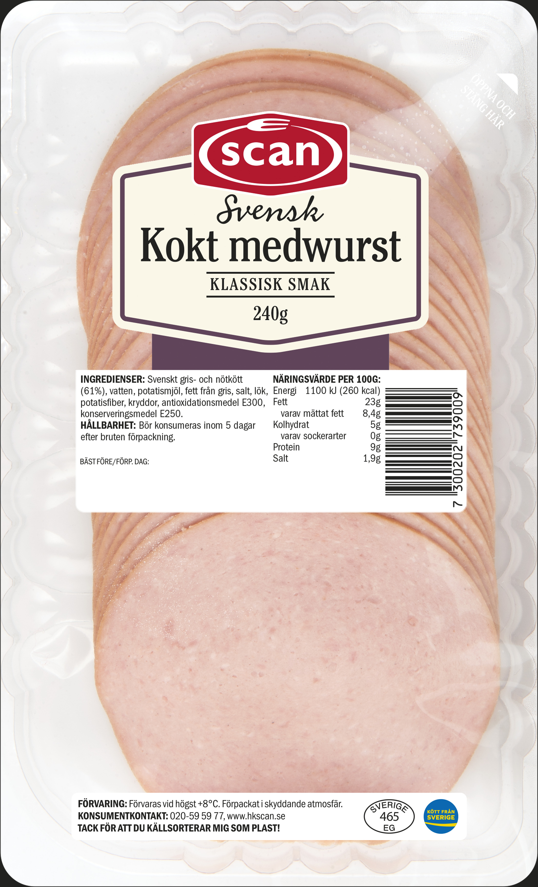 Medwurst Kokt Skivad