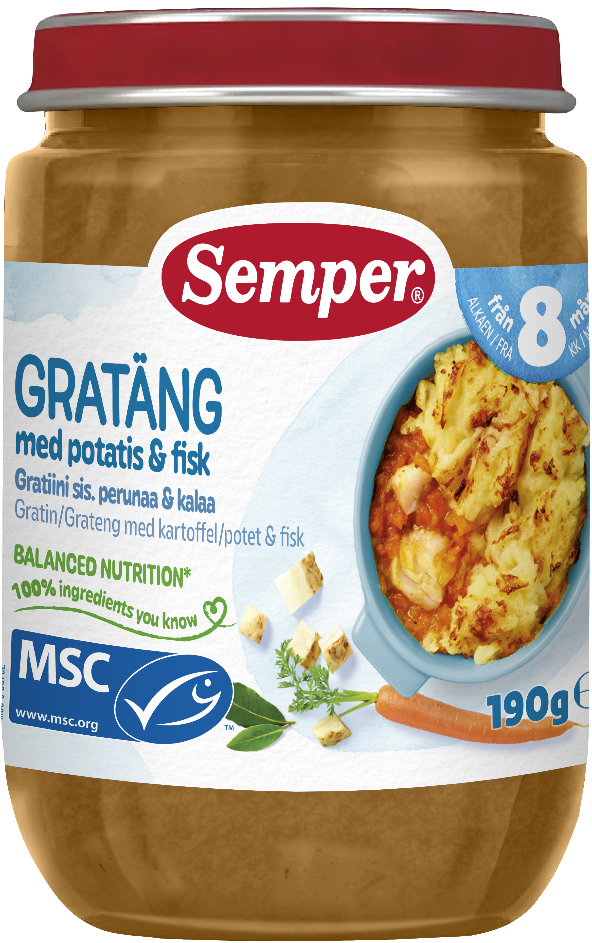 Fiskgratäng med Potatismos 8 Mån