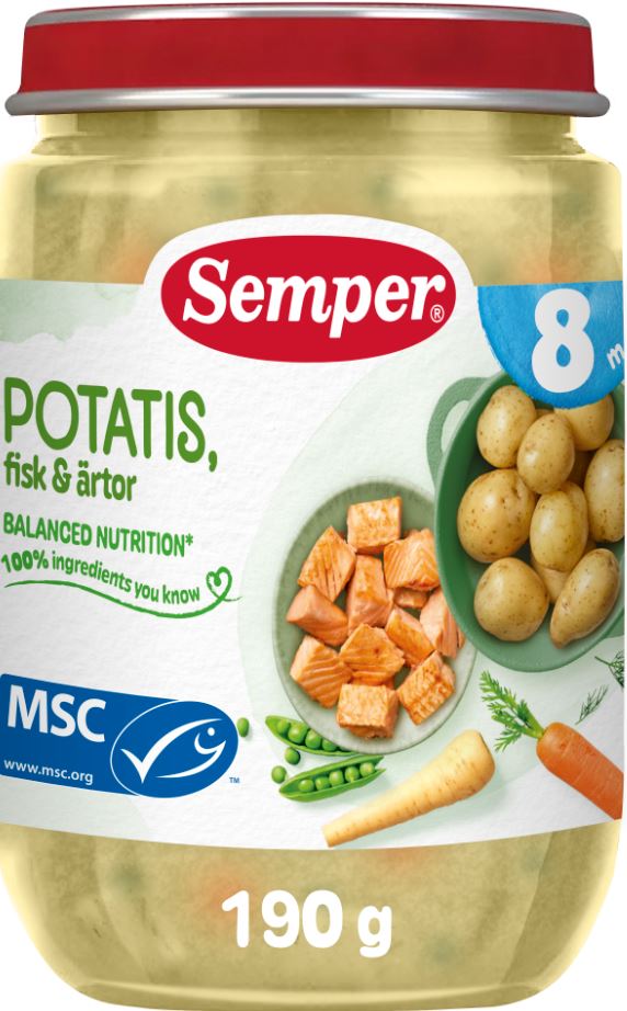 Potatis & Fisk med Ärtor 8 Mån