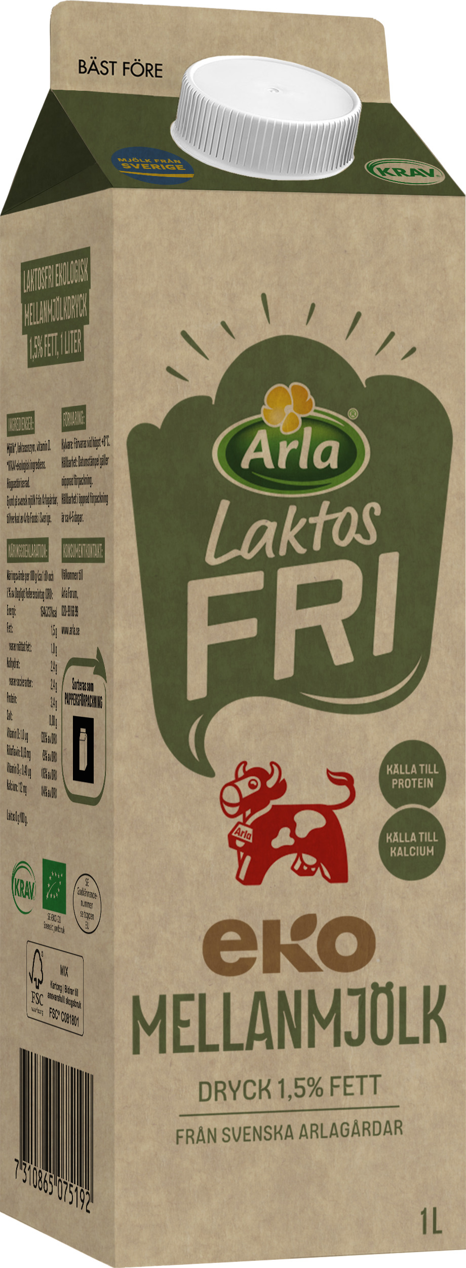 Mellanmjölkdryck 1,5% Laktosfri  EKO KRAV