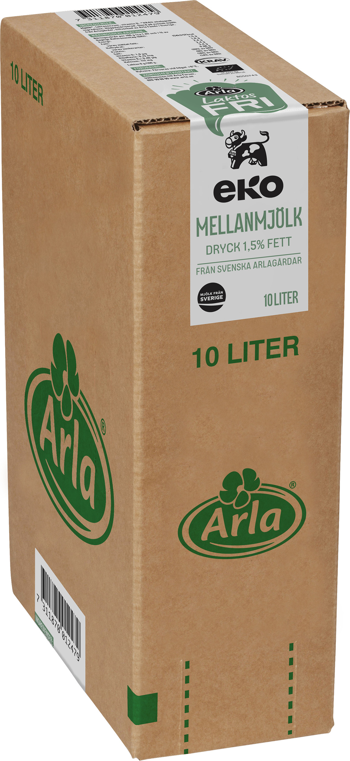 Mellanmjölkdryck 1,5% Bag in Box Laktosfri EKO
KRAV