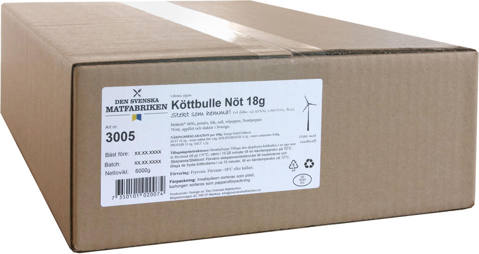 Nötköttbulle, utan gluten laktos och ägg.