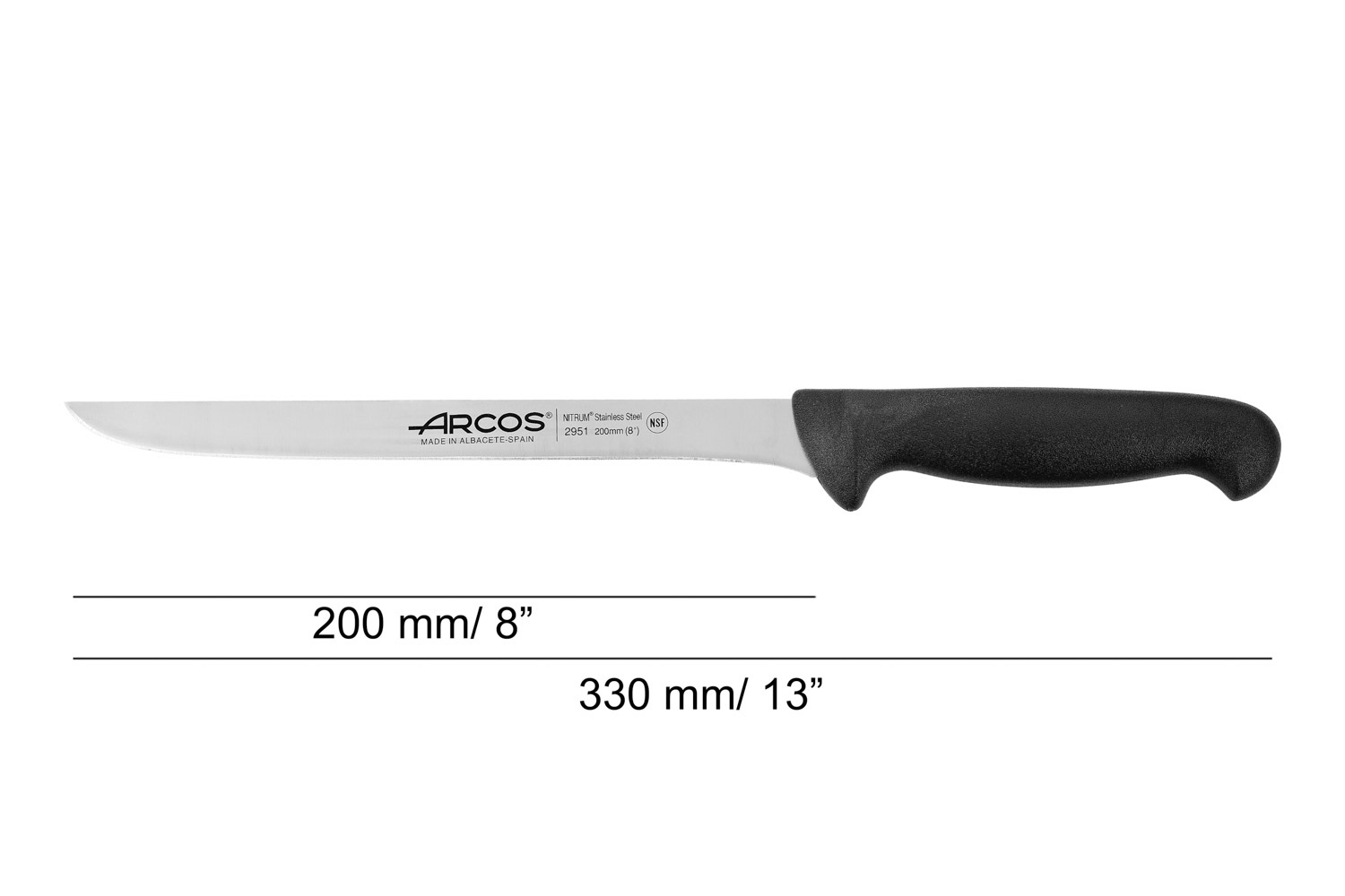 Filekniv Rostfrit Svart 20cm