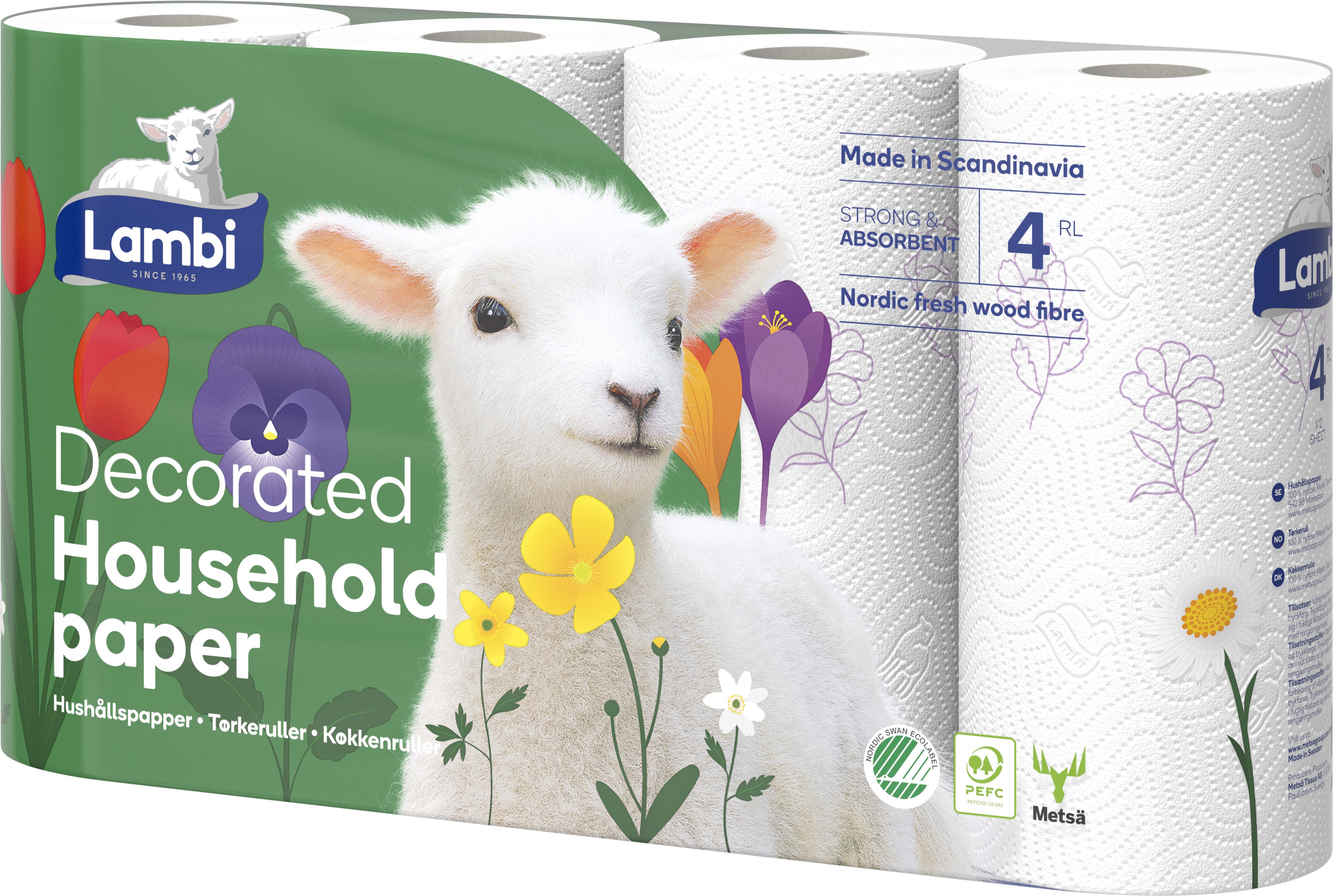 Hushållspapper Dekor 3-skikt 4-pack