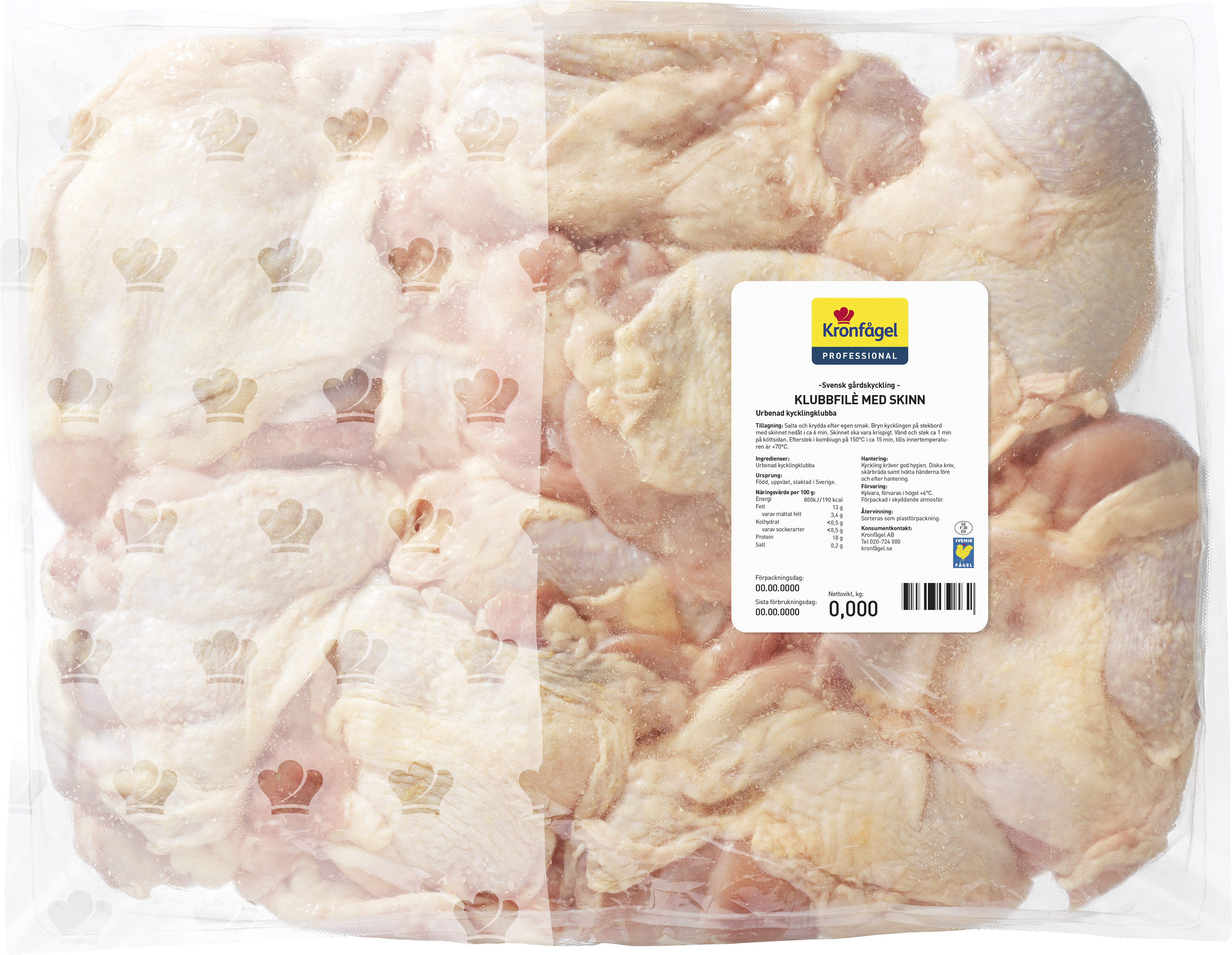 Kycklingklubbfilé med Skinn