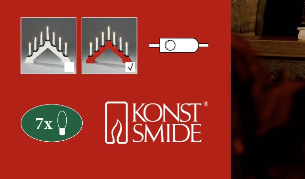 Ljusstake LED 7-armad Trä Röd