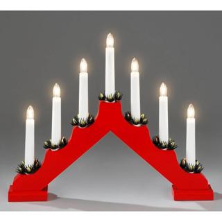 Ljusstake LED 7-armad Trä Röd