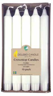 Kronljus Stearin 20x2,2cm 10-pack Vit