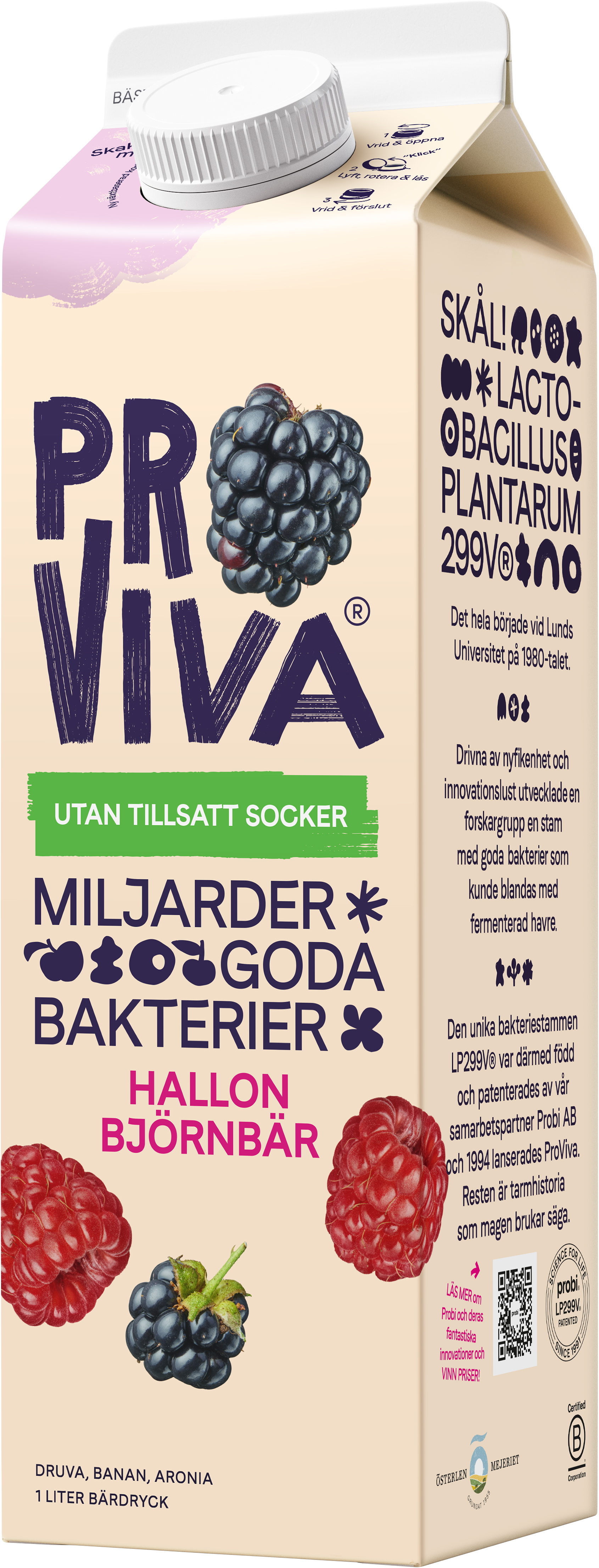 Proviva Hallon Björnbär Utan Tillsatt Socker