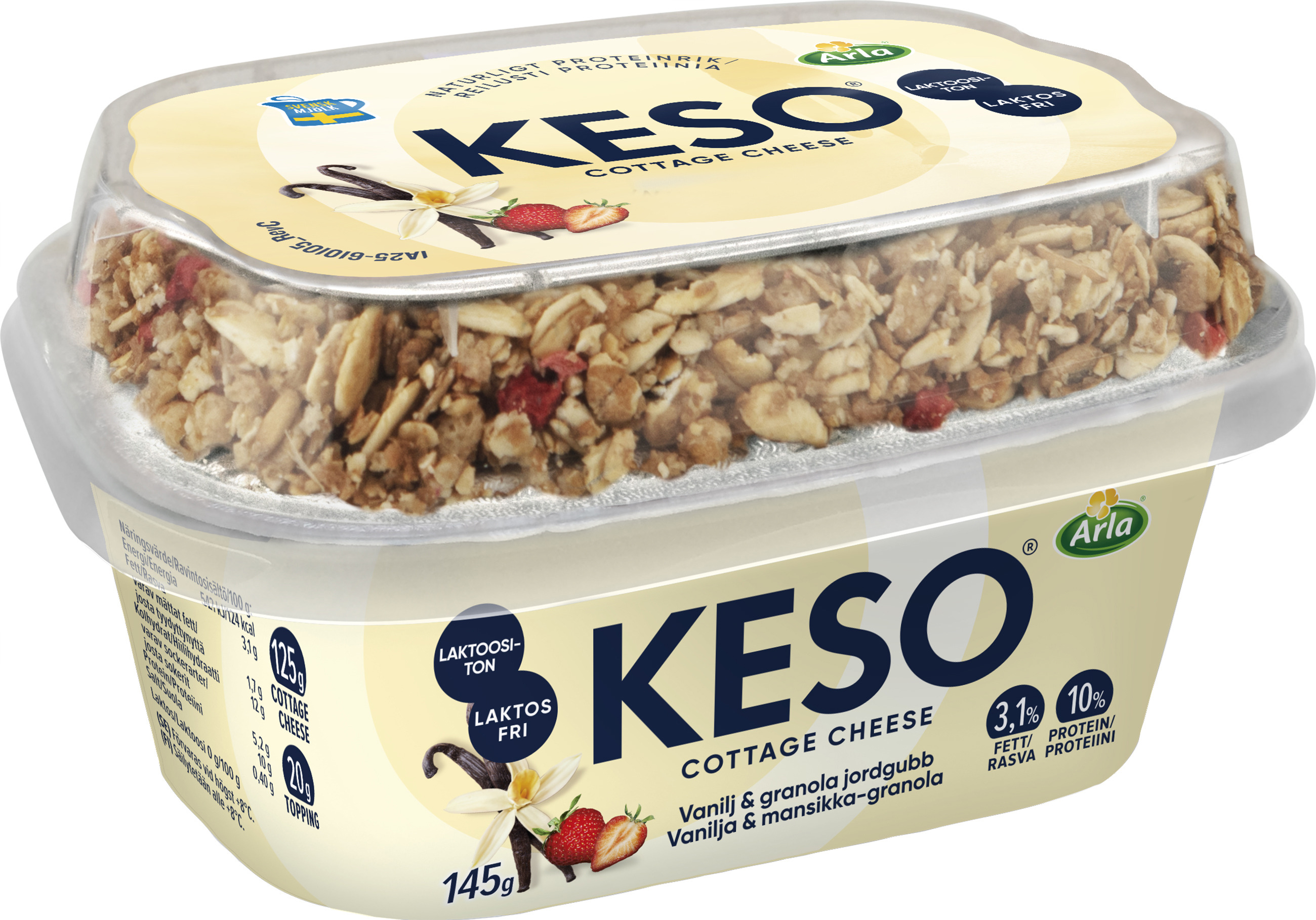 Keso Vanilj med granola & jordgubb 3%