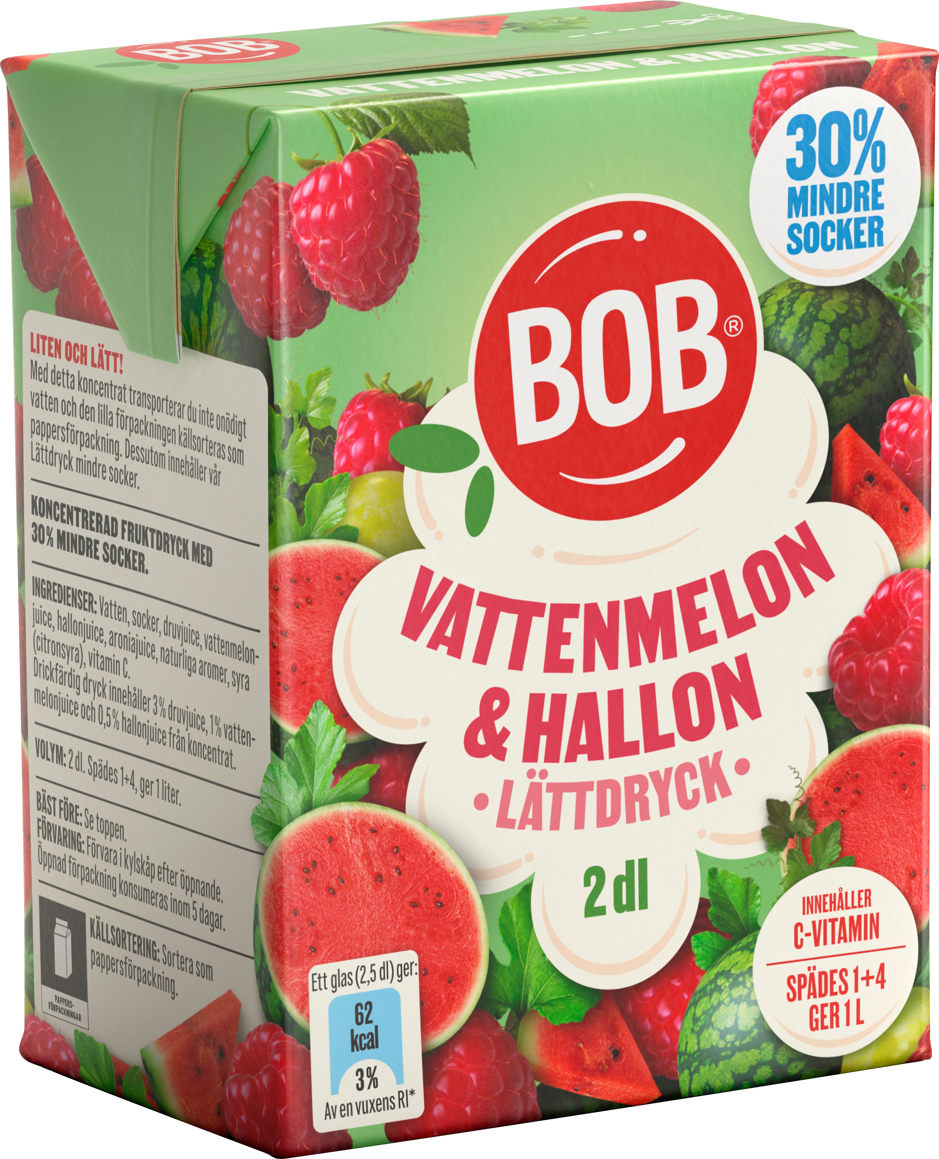 Lättdryck Vattenmelon Hallon 1+4