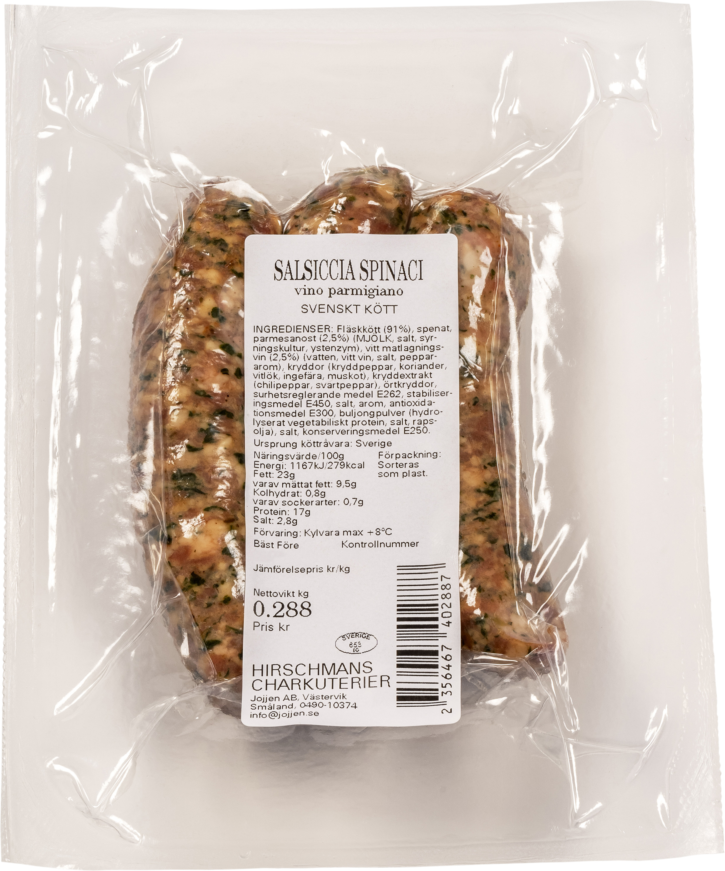 Salsiccia Spinaci Vino Parmigiano