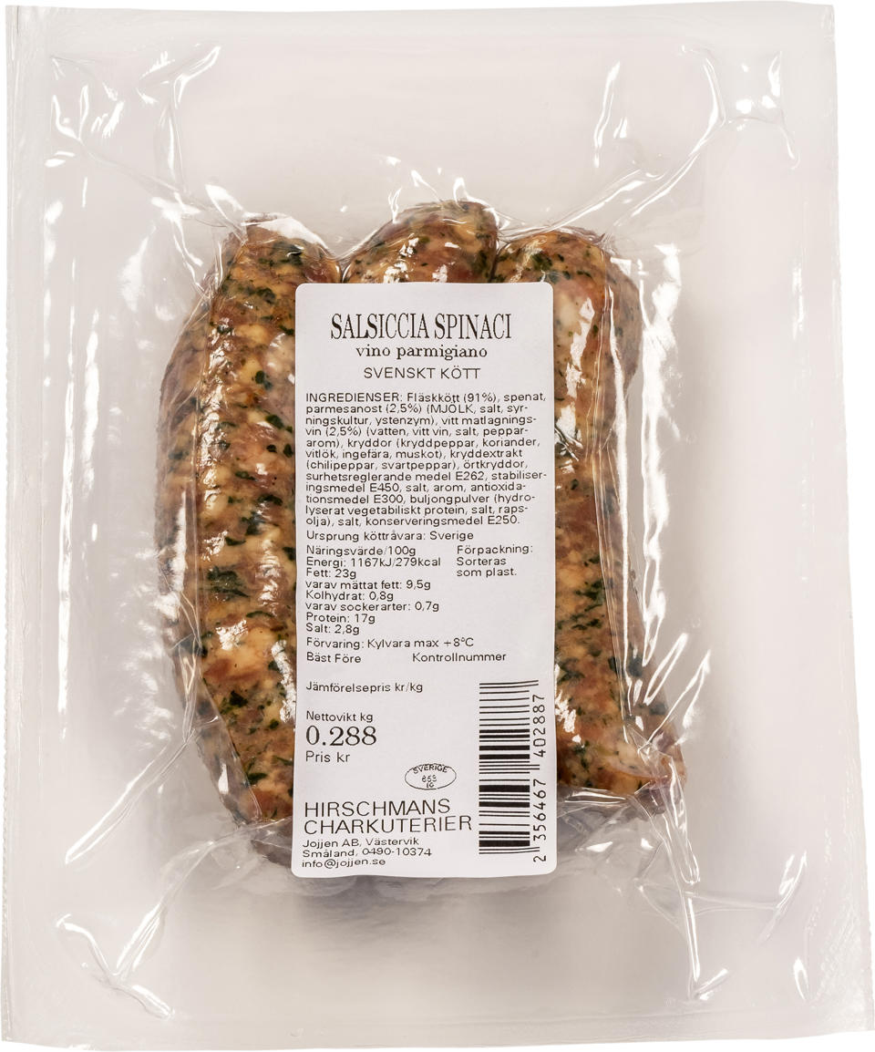 Salsiccia Spinaci Vino Parmigiano