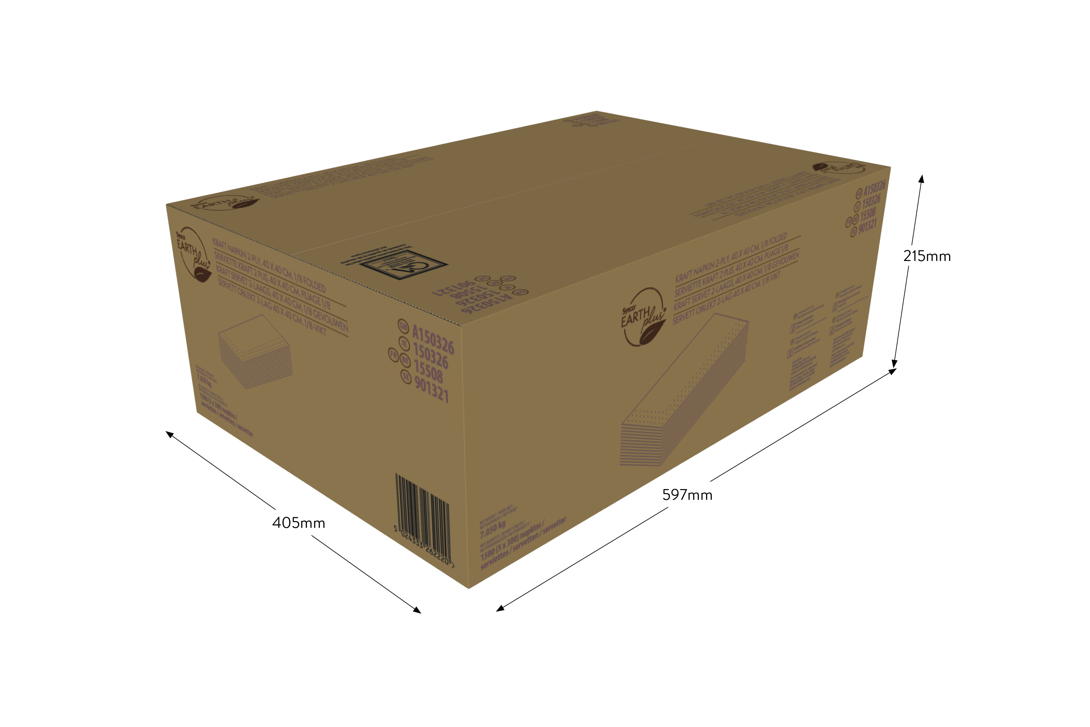 Servett 1/8-vikt 2-lag 40x40cm Oblekt