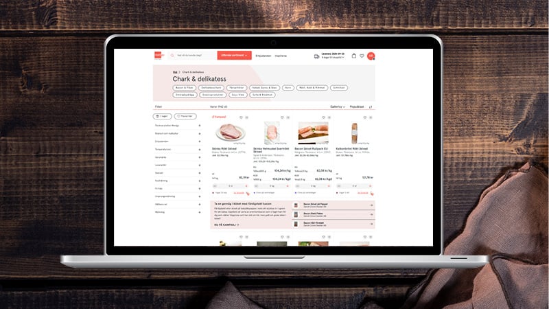 Displayannons med produkter