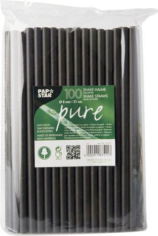 Sugrör Smoothie Papper Pure 0,8x21cm Svart