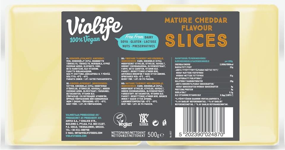 Violife Mature cheddar Slices 5x500g