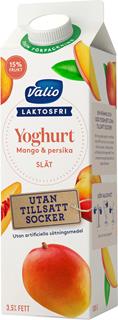 Yoghurt mango & persika utan tillsatt socker 
3,5% Laktosfri